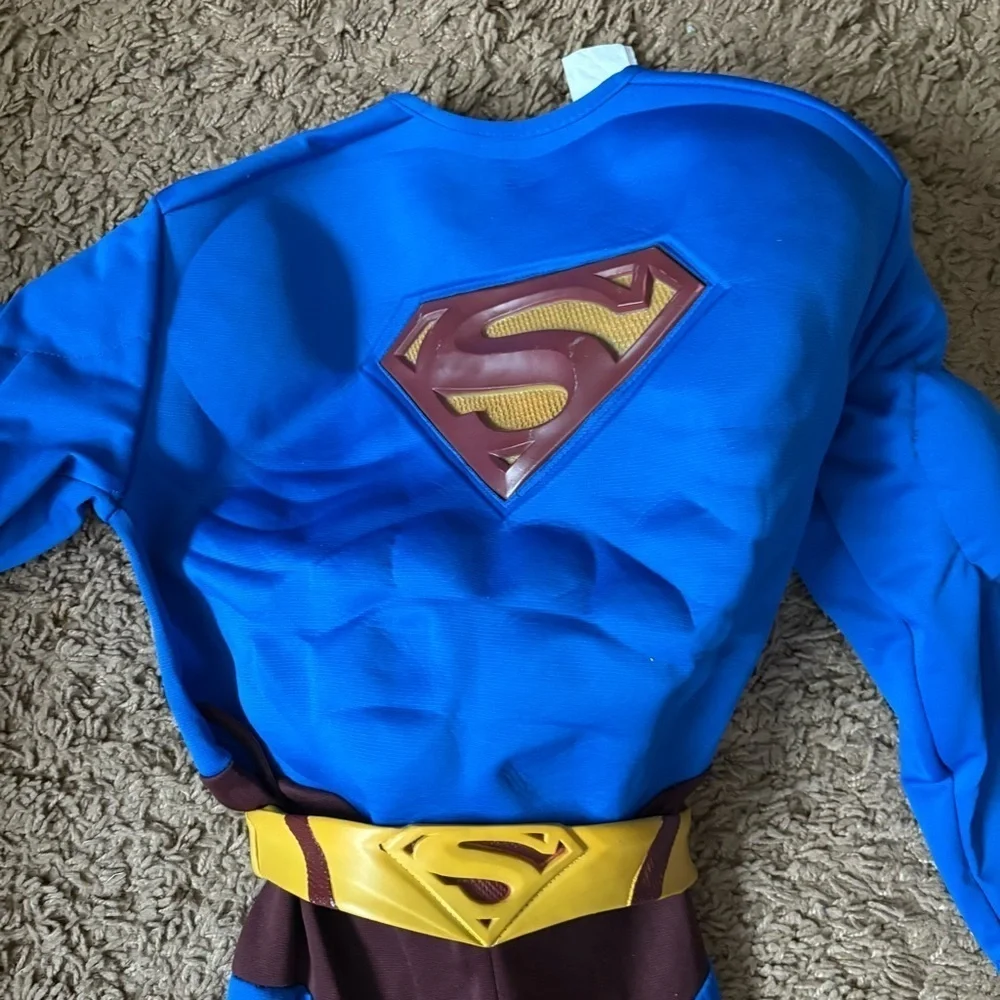 Superman Costume Large Belt Kids Blue Red Boots Halloween Super Hero